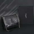 Saint Laurent Niki Medium Black Crinkled Leather Shoulder Bag