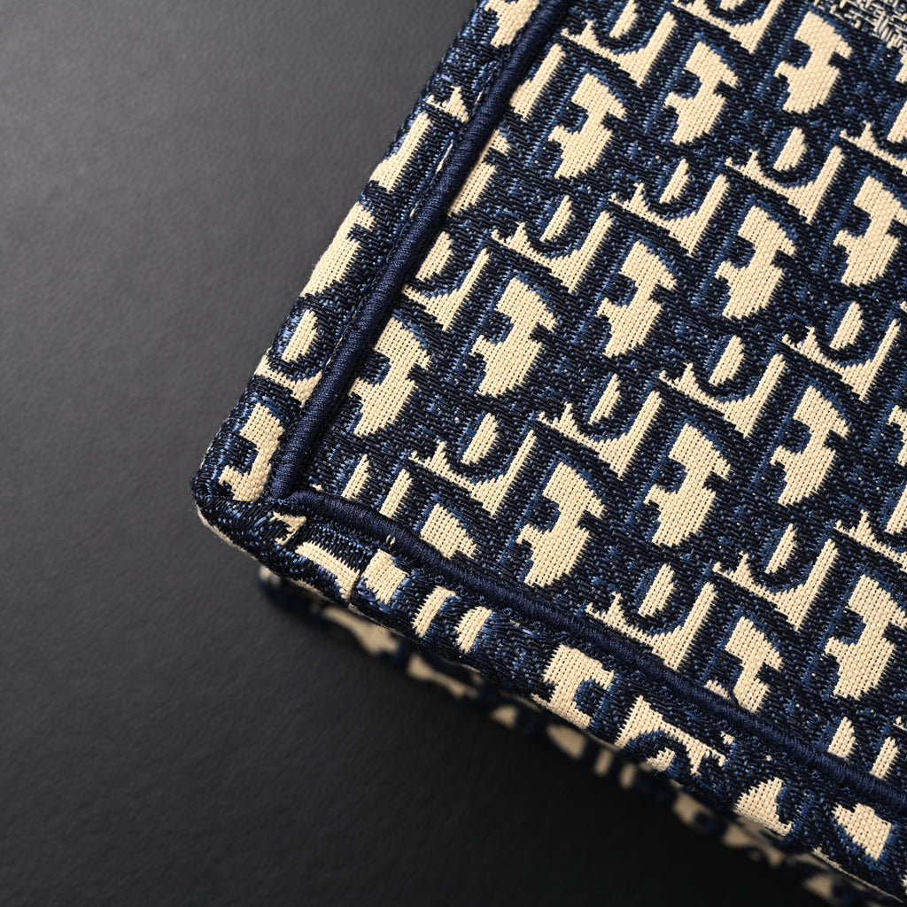 Christian Dior Large Book Tote – Blue Oblique Embroidery